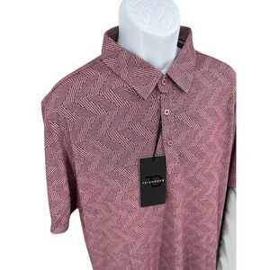 7 DIAMONDS Men's XL Dark Pink Tikal Geometric NWT Performance Polo Shirt